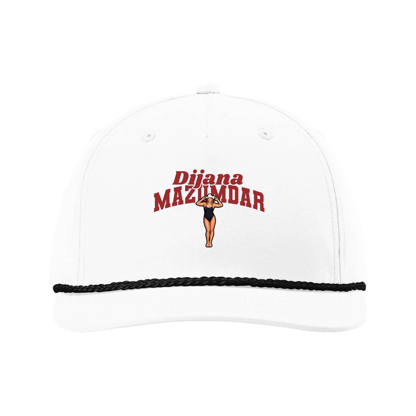 Five-Panel Classic Rope Cap — Signature Arch in White