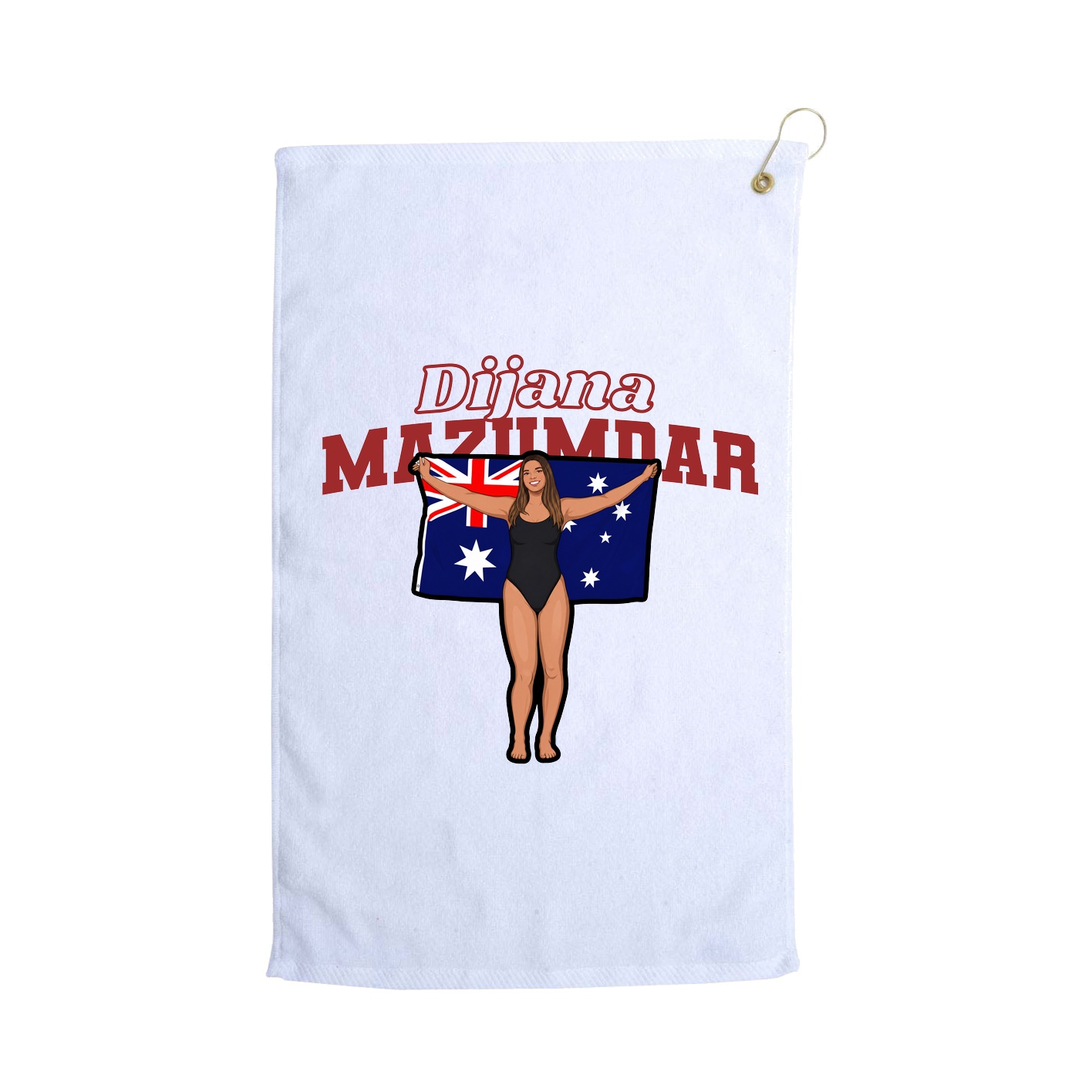 Golf Towel — Name Arch in White