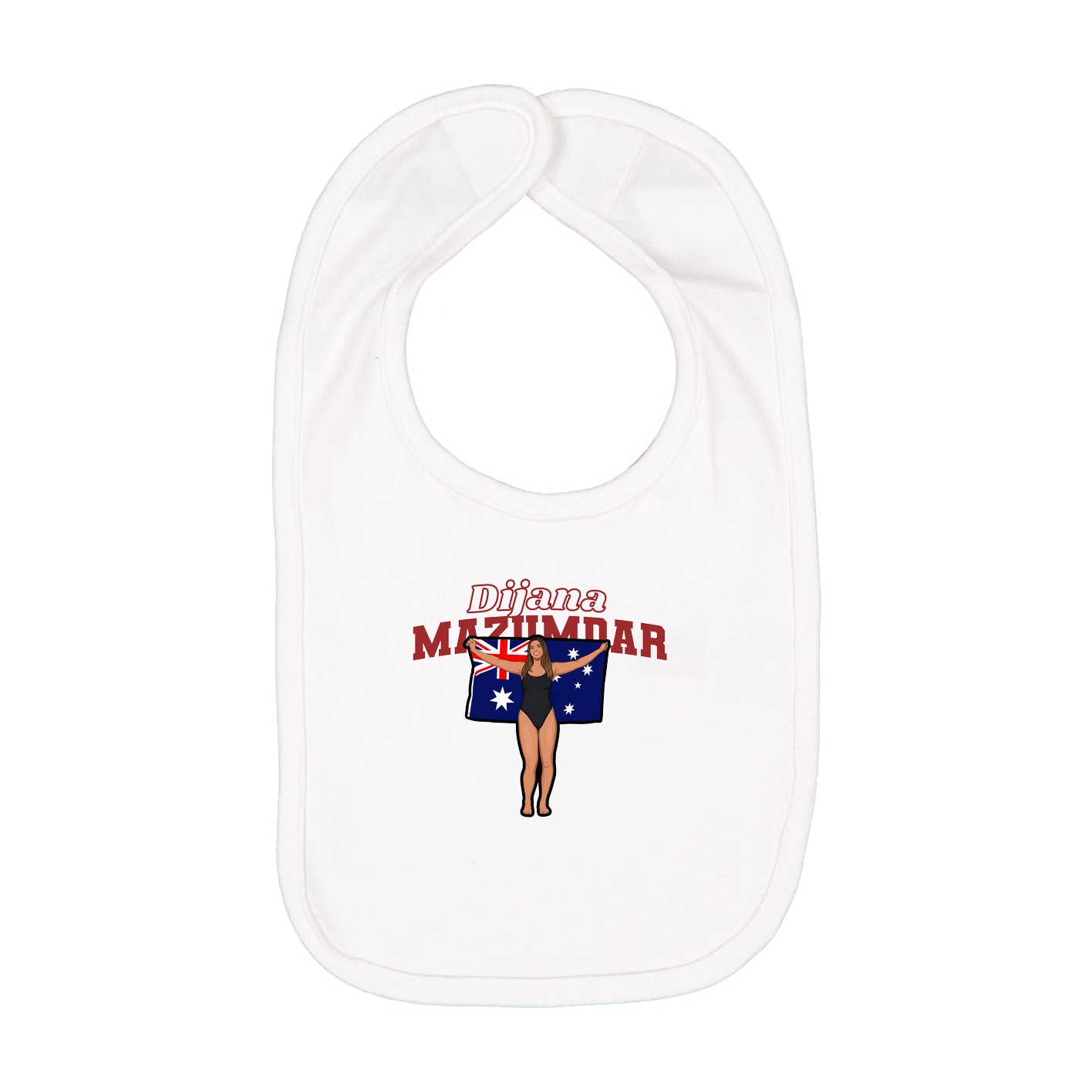 Infant Bib — Name Arch in White