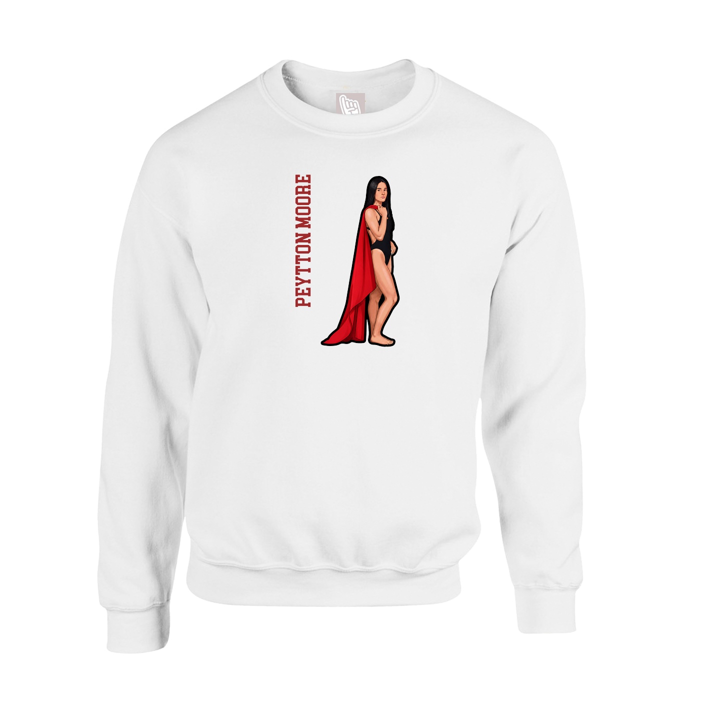 Fleece Crew — Name Vertical in White