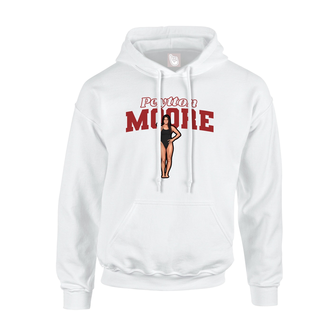 Youth Hoodie — Name Arch in White