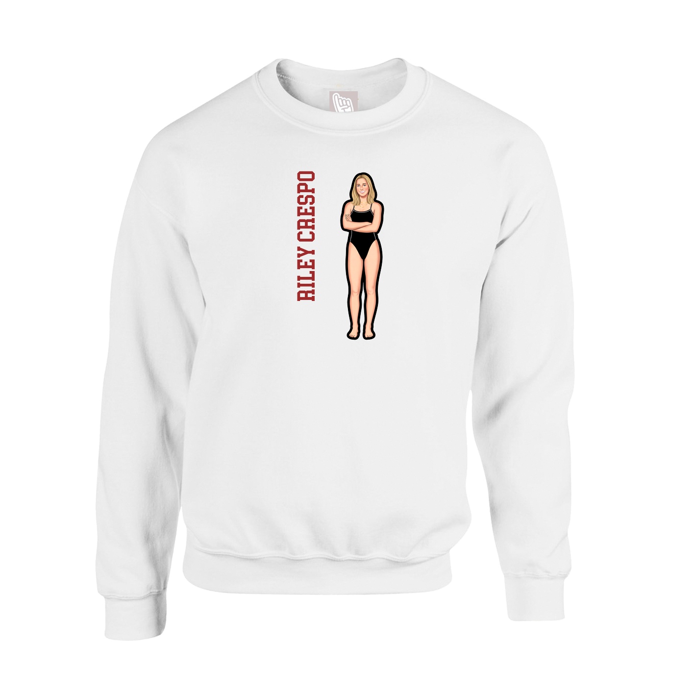 Fleece Crew — Name Vertical in White