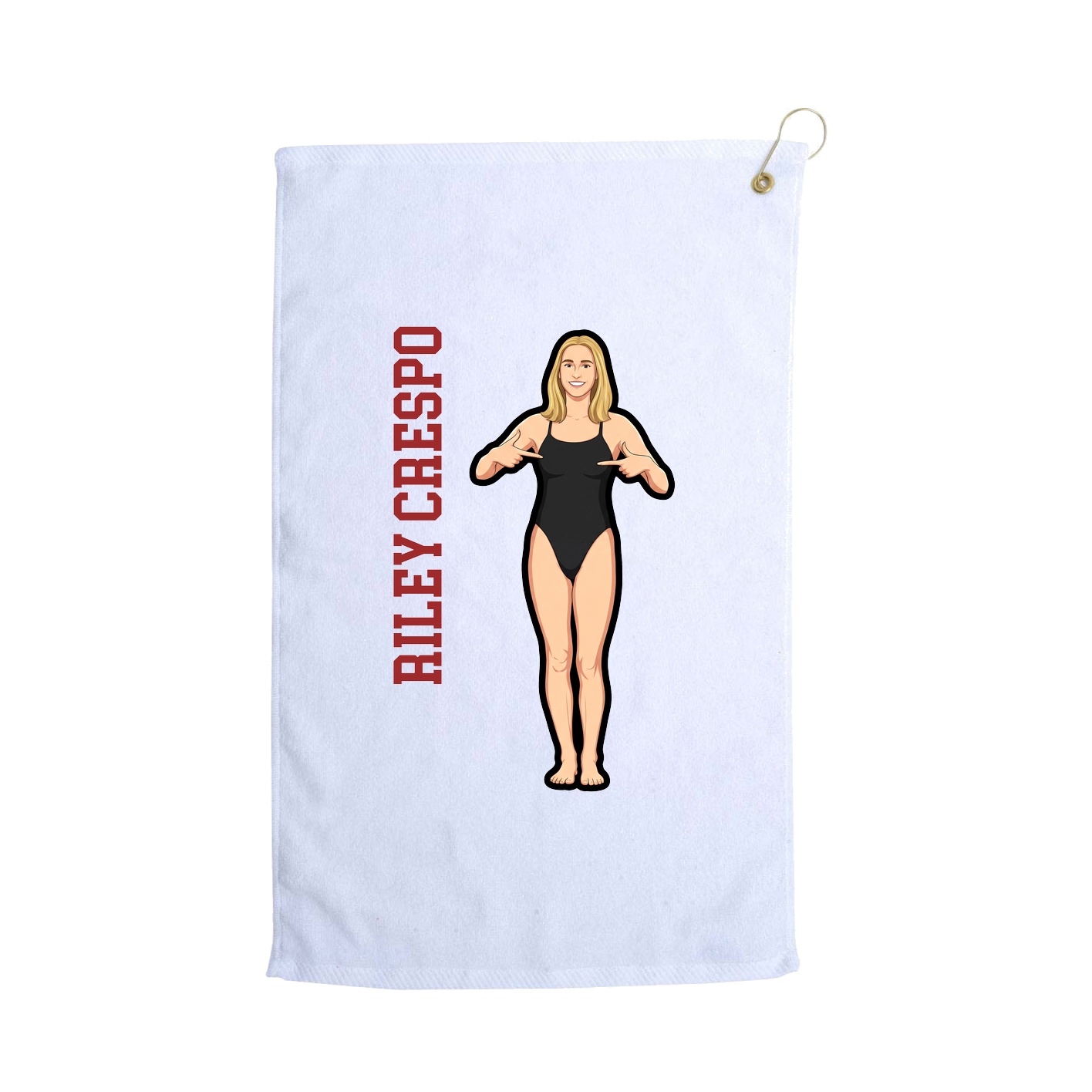 Golf Towel — Name Vertical in White