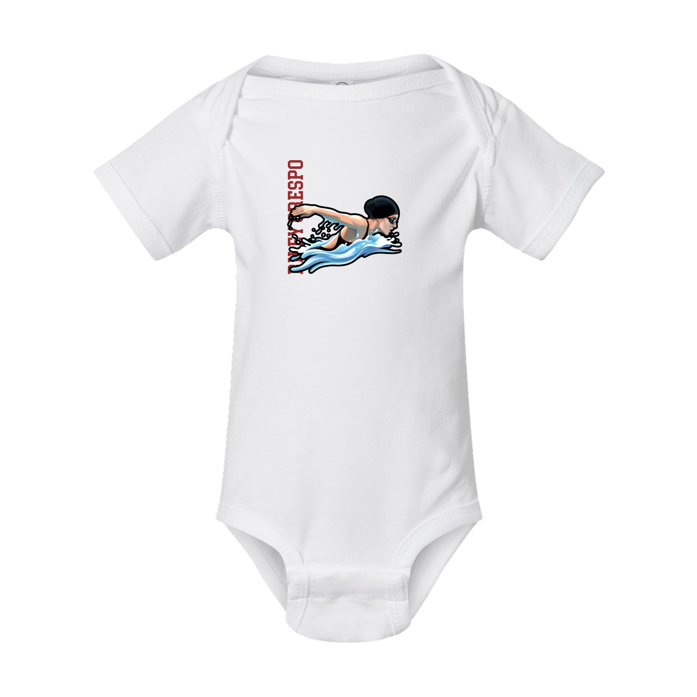 Baby Onesie — Name Vertical in White