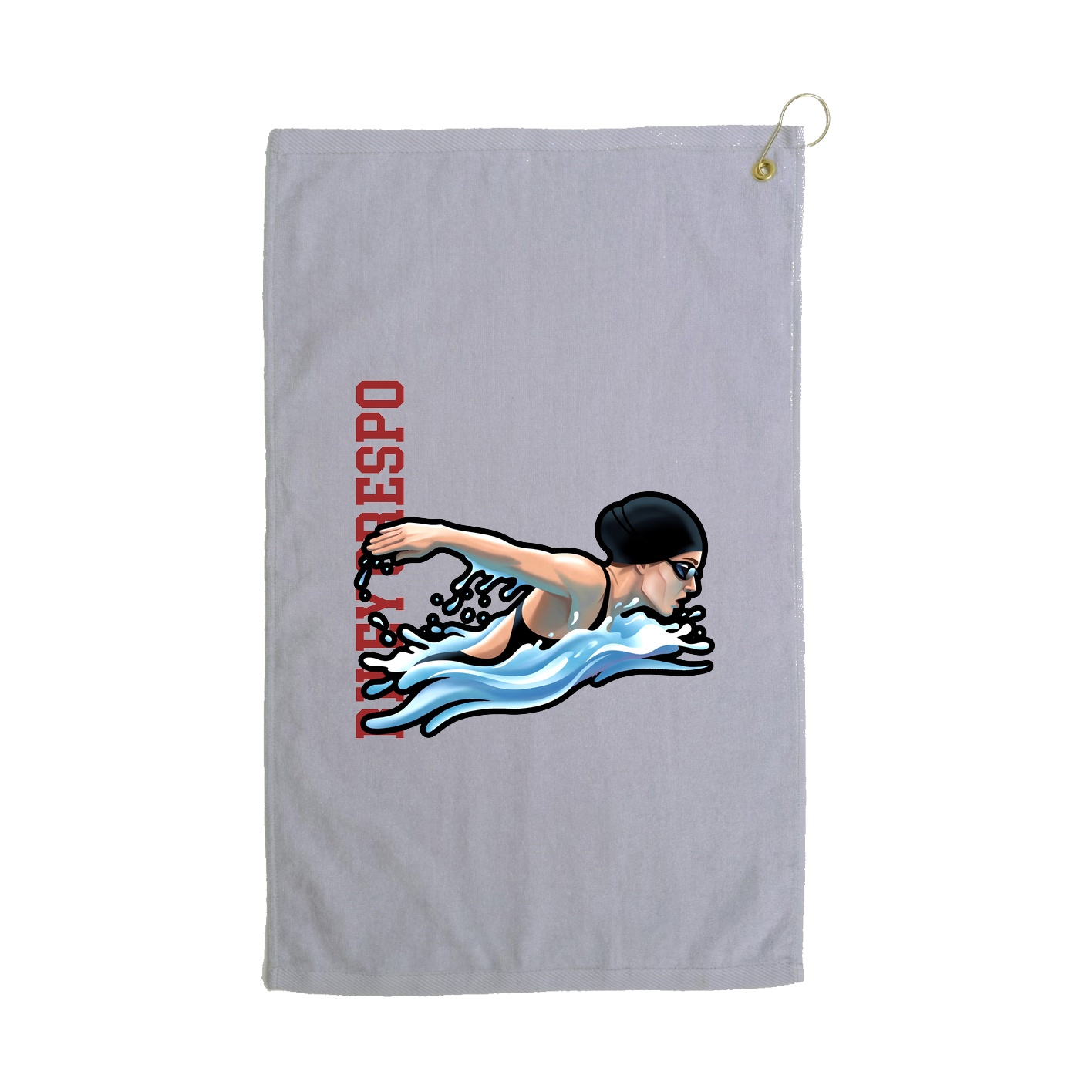 Golf Towel — Name Vertical in Grey