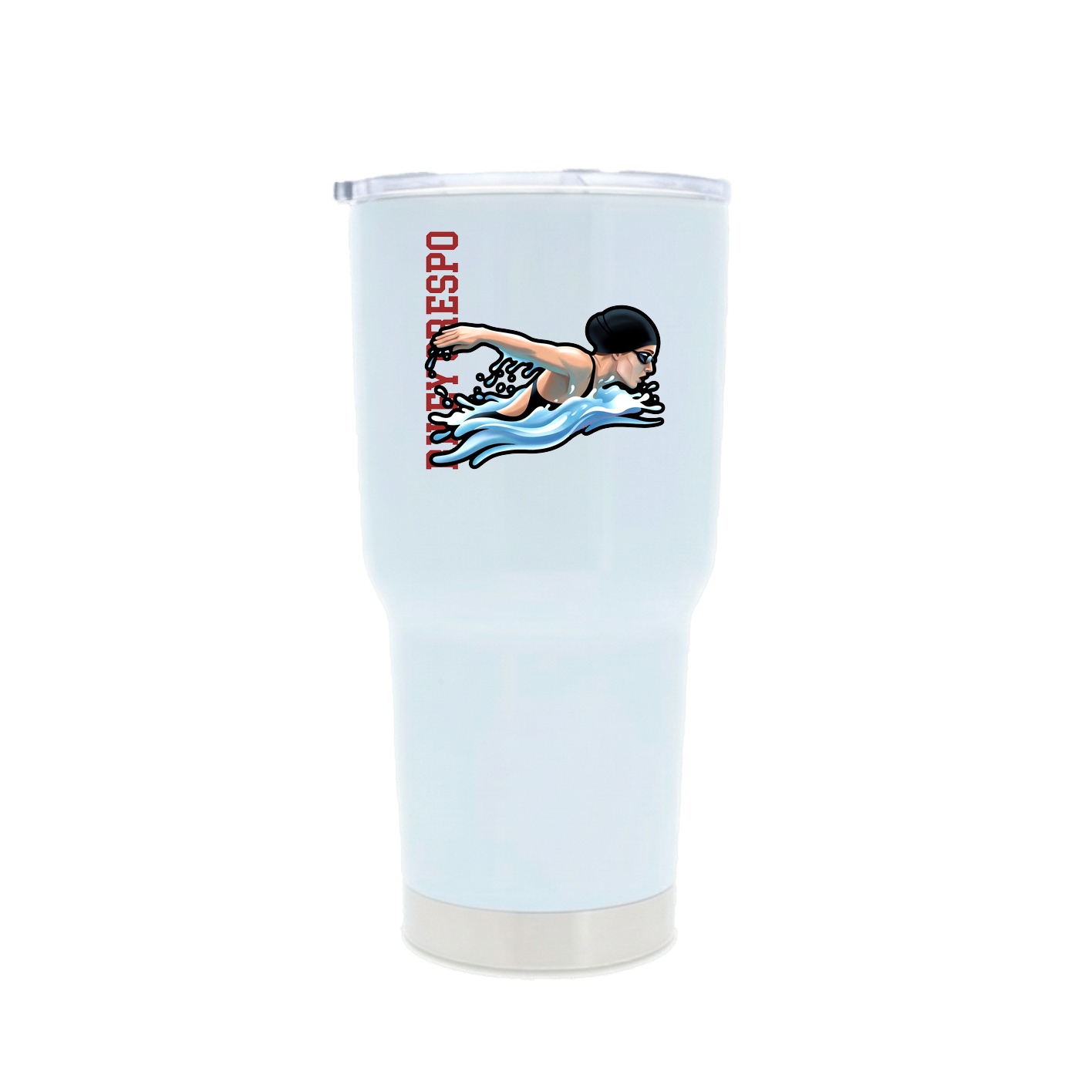30oz Stainless Steel Tumbler — Name Vertical in White