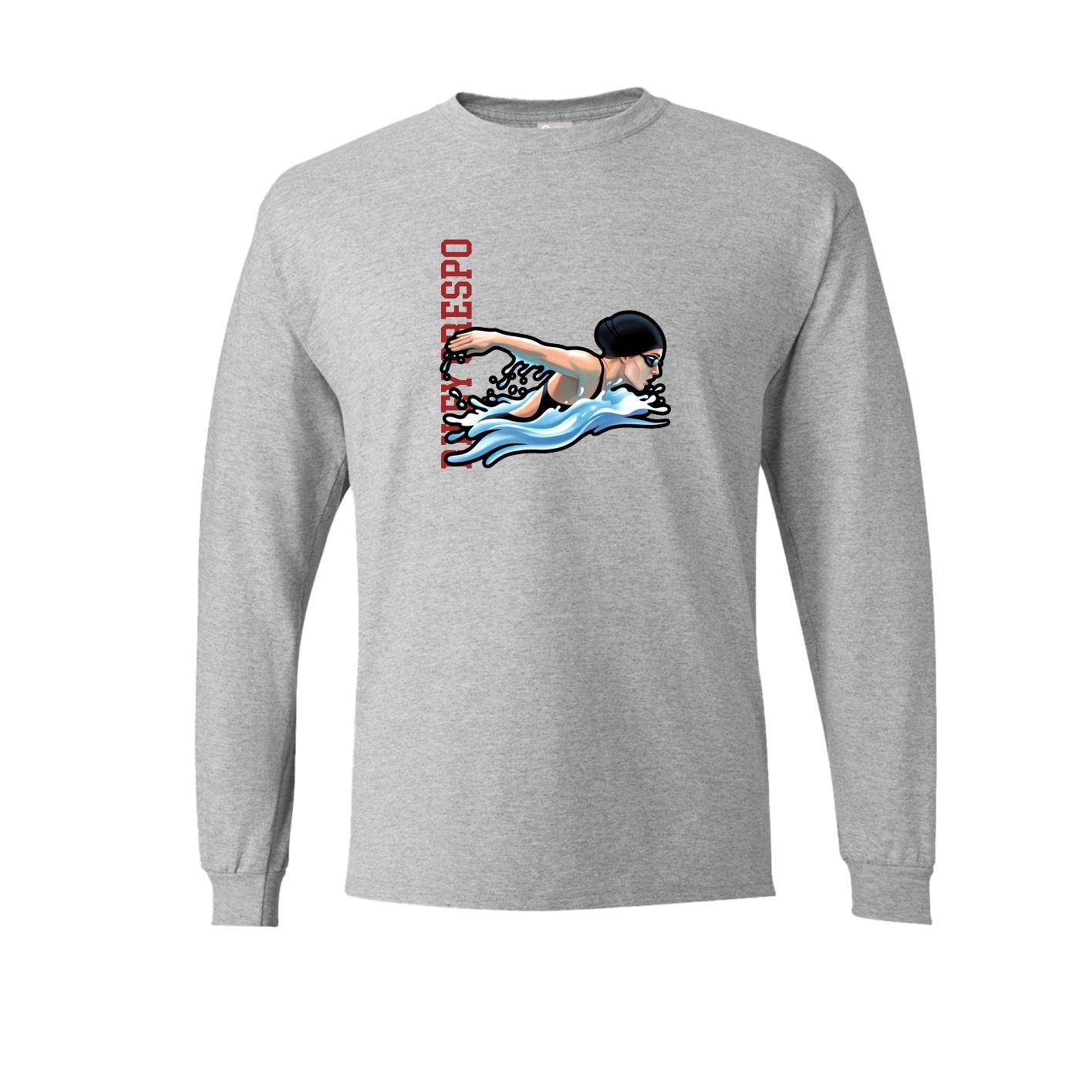 Long Sleeve Tee — Name Vertical in Grey