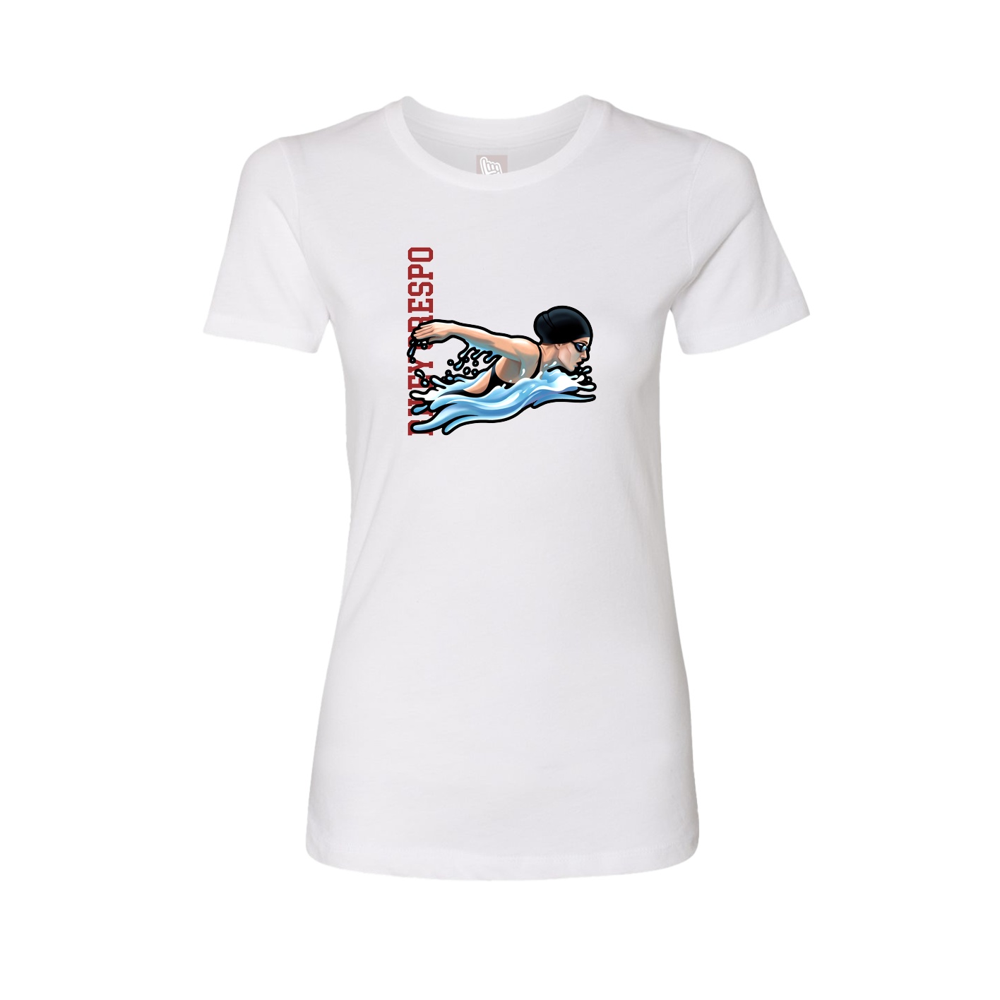 Fitted Women's Tee — Name Vertical in White