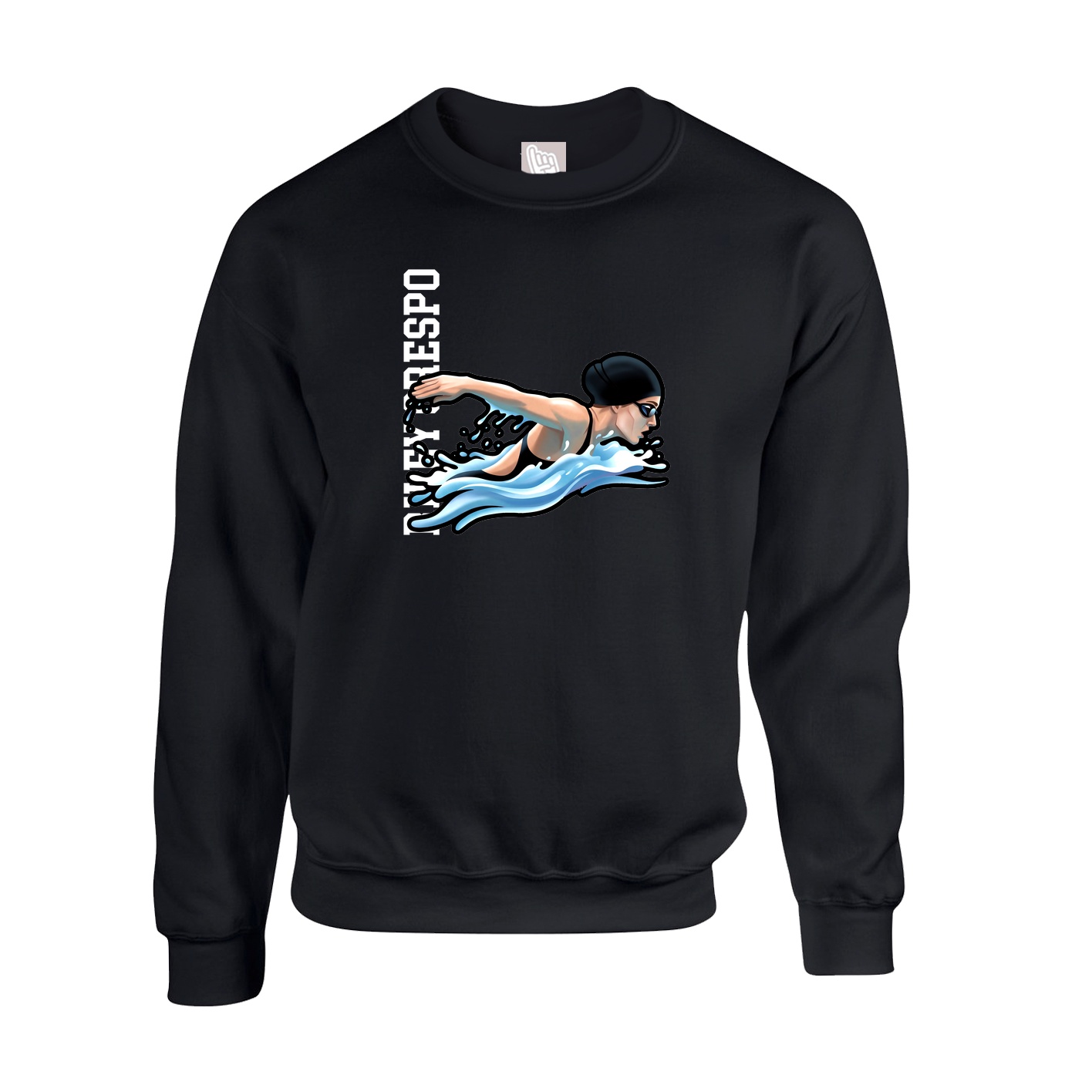 Fleece Crew — Name Vertical in Black