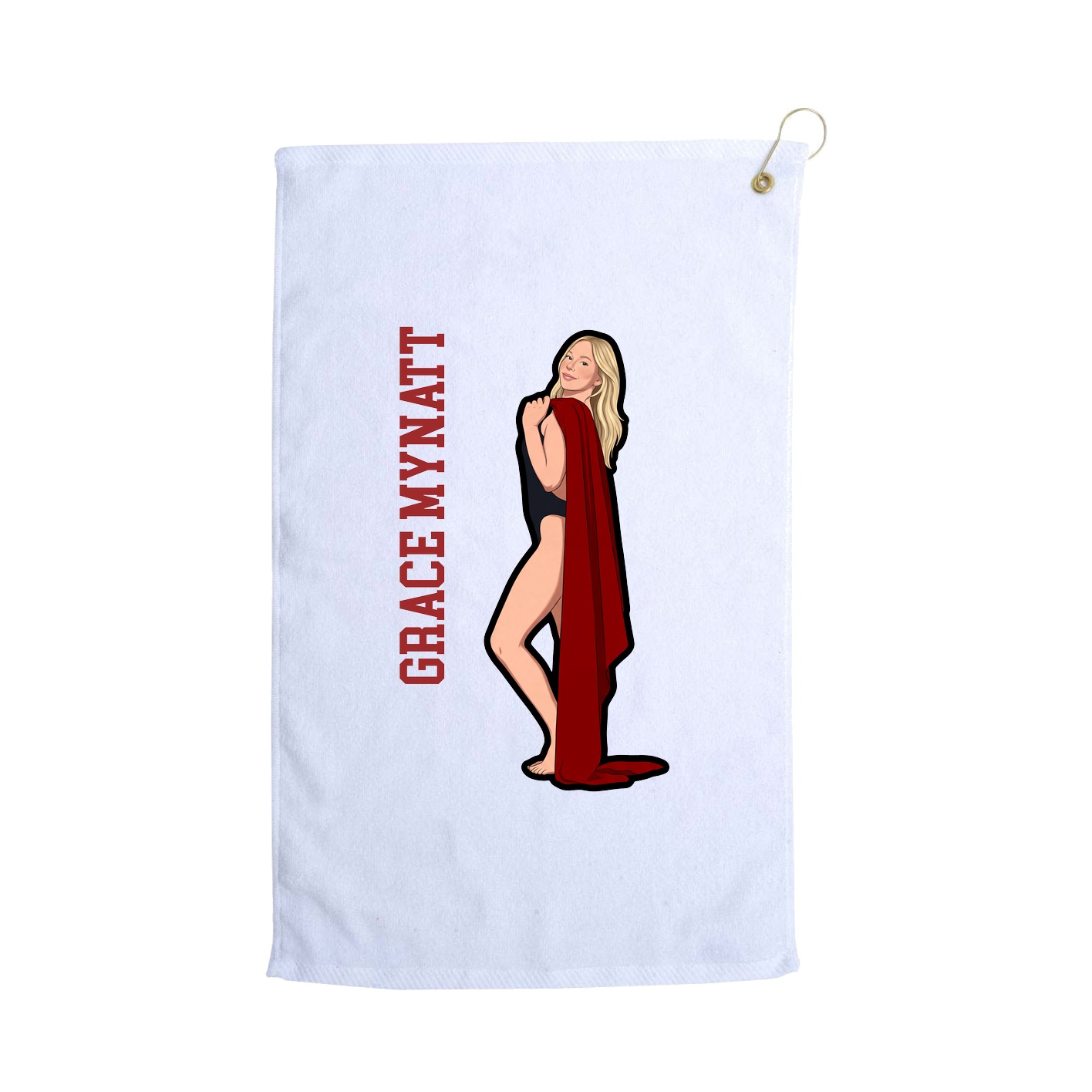 Golf Towel — Name Vertical in White