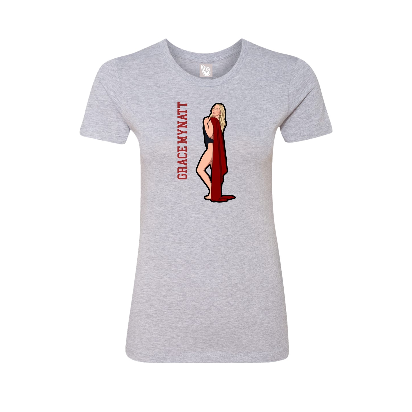 Fitted Women's Tee — Name Vertical in Grey