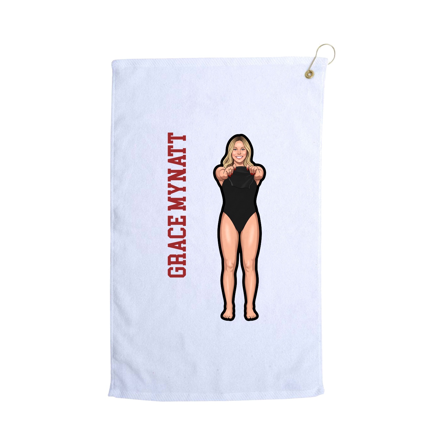 Golf Towel — Name Vertical in White