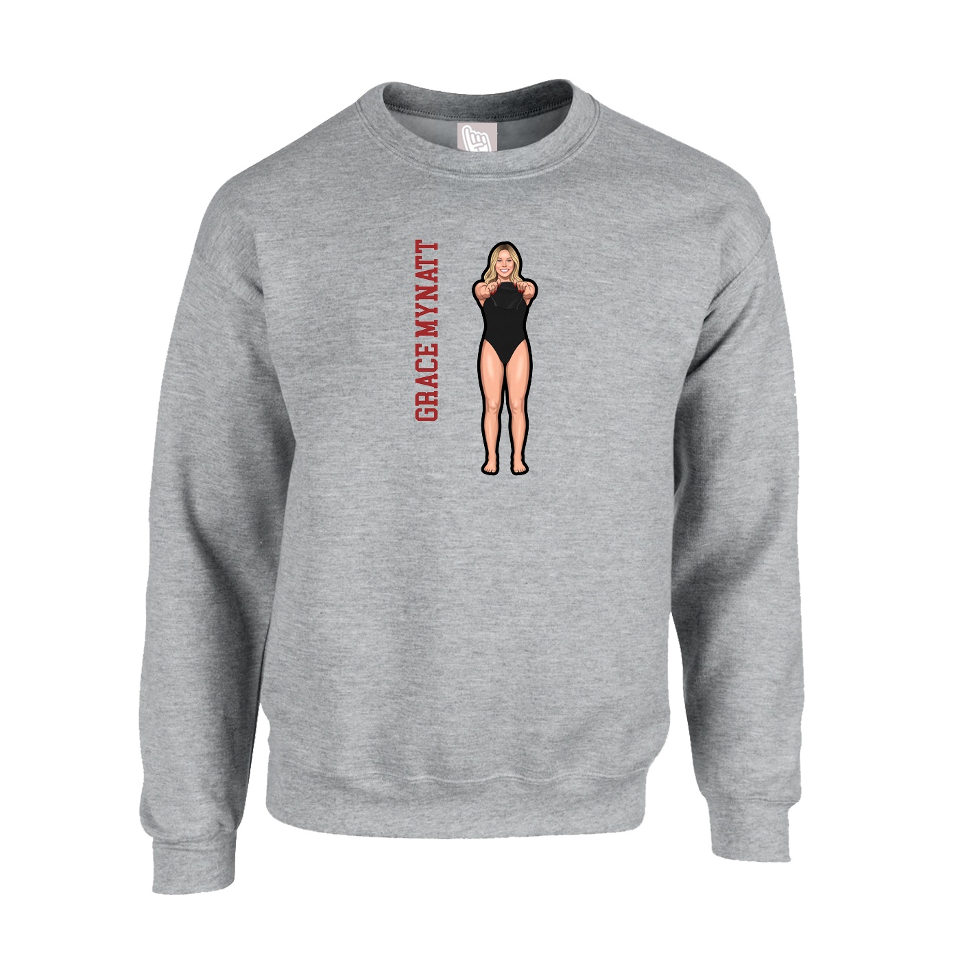 Fleece Crew — Name Vertical in Grey