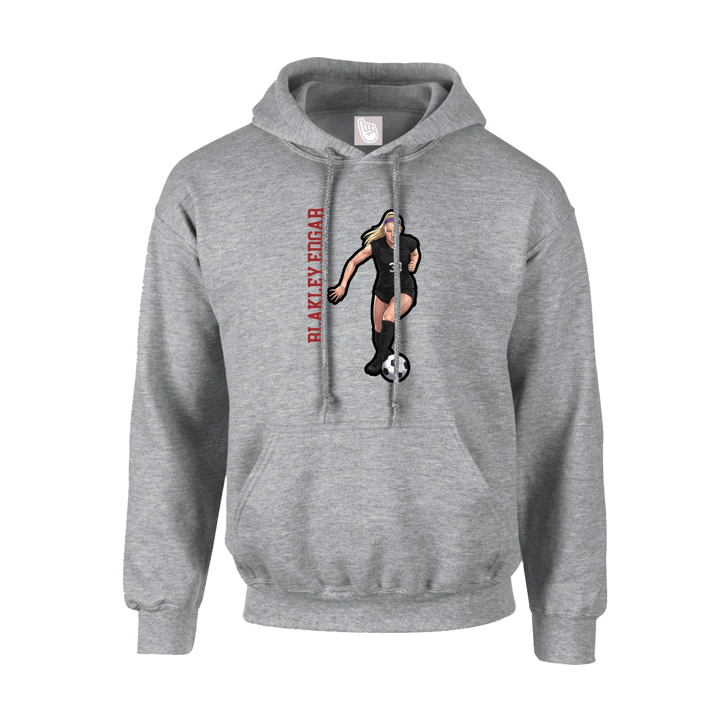 Youth Hoodie — Name Vertical in Grey