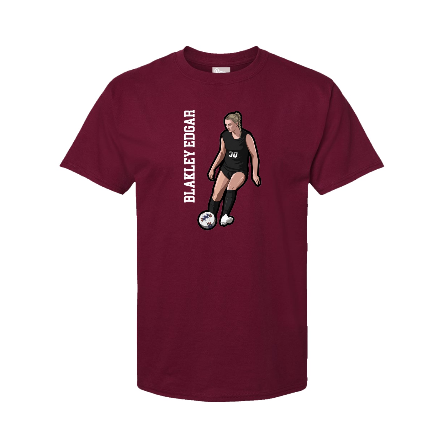 Youth Tee — Name Vertical in Cardinal
