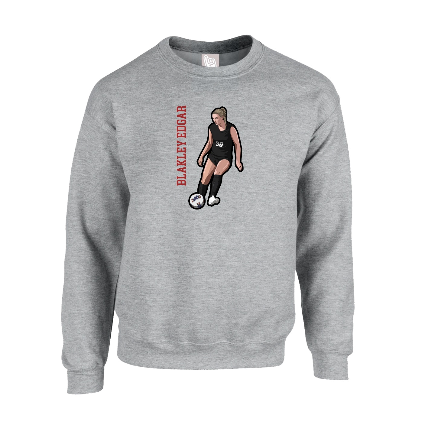 Fleece Crew — Name Vertical in Grey