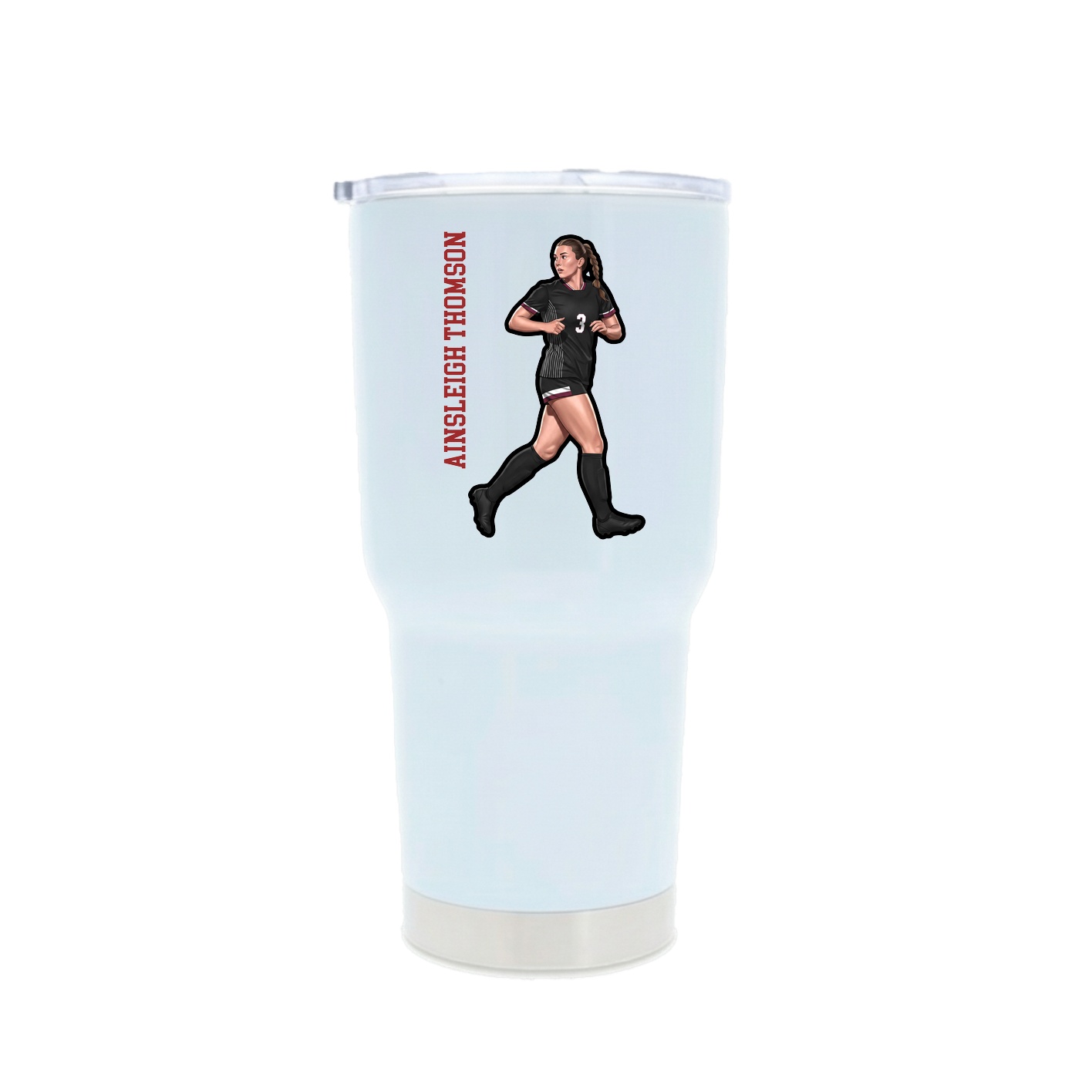 30oz Stainless Steel Tumbler — Name Vertical in White