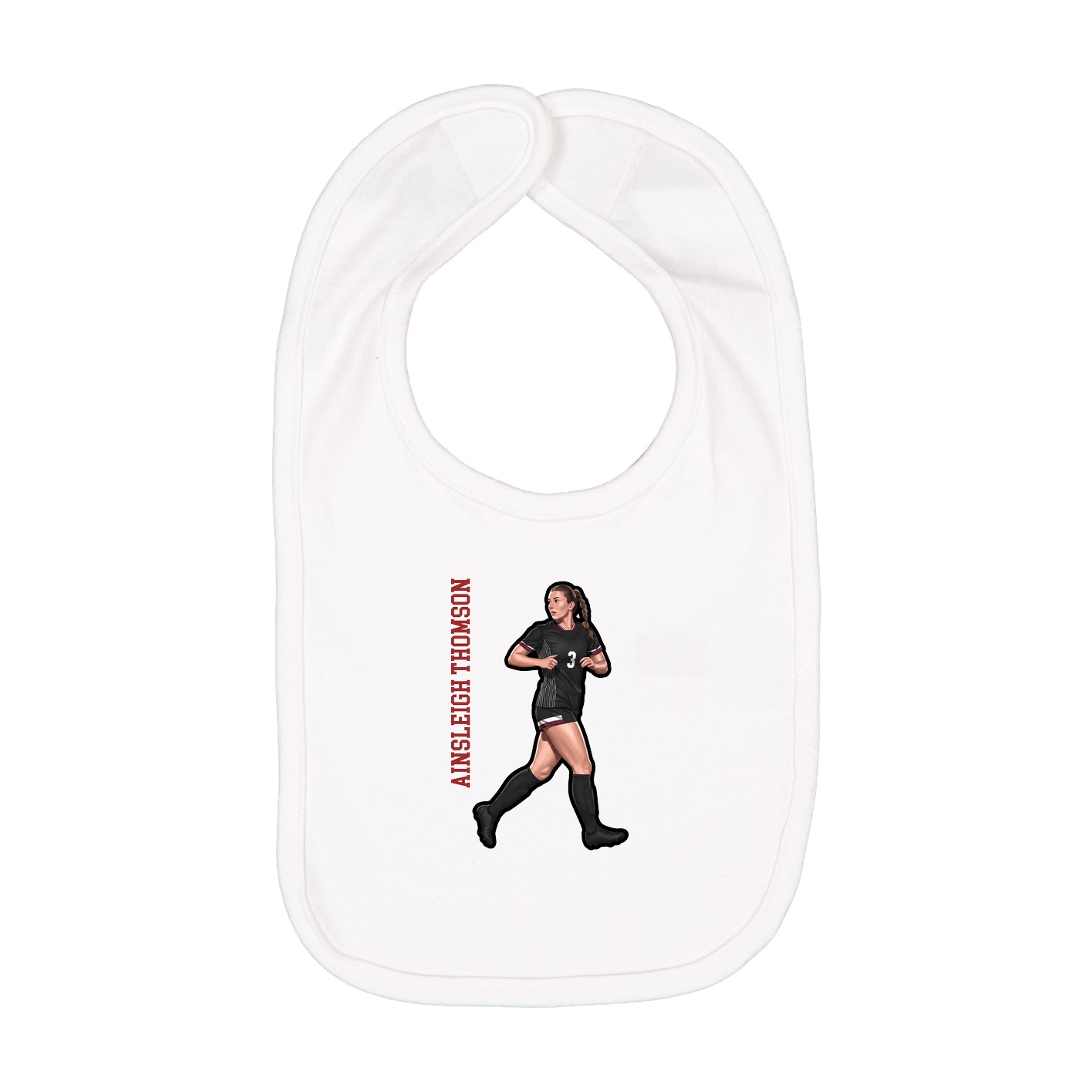 Infant Bib — Name Vertical in White