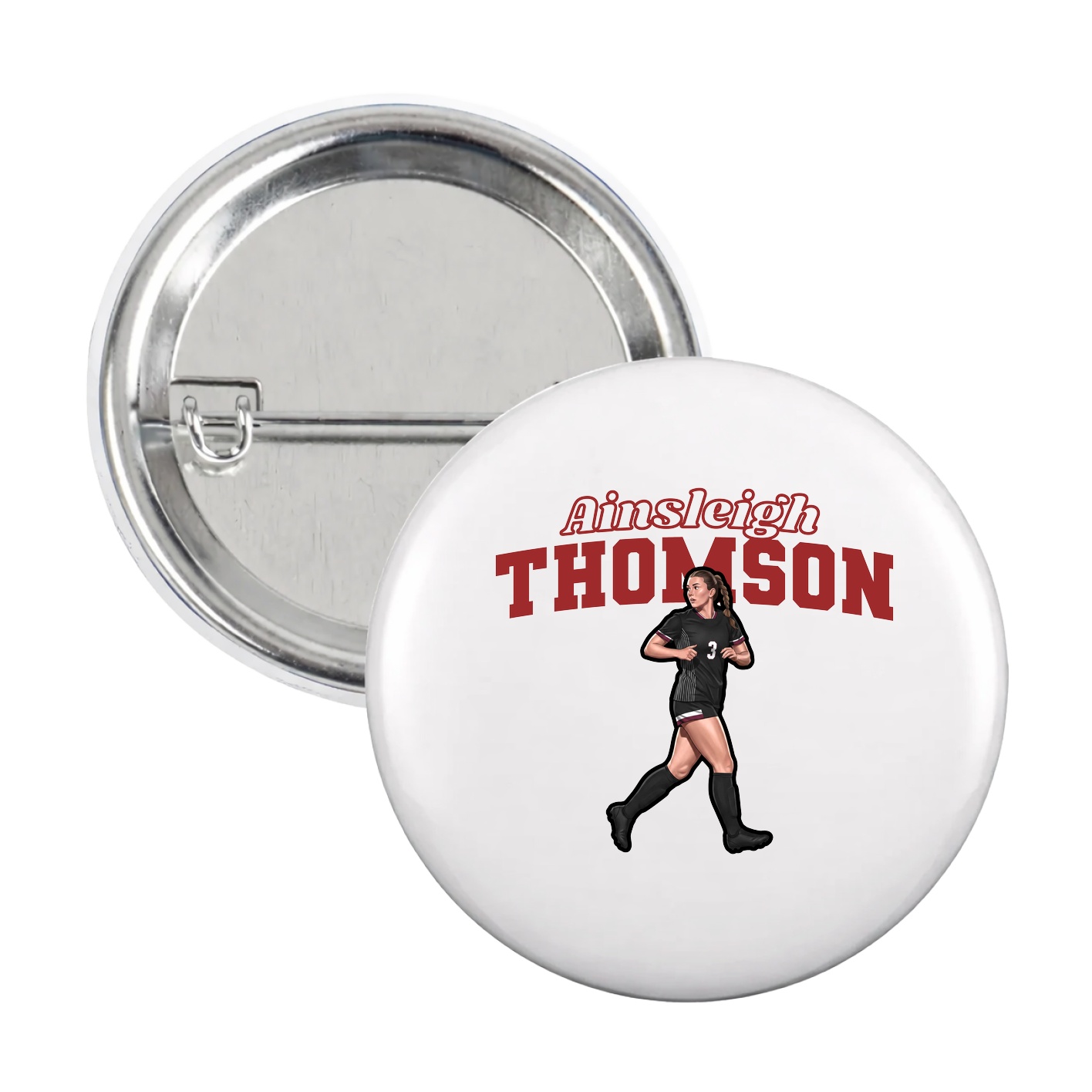 Game Day Button — Name Arch in White