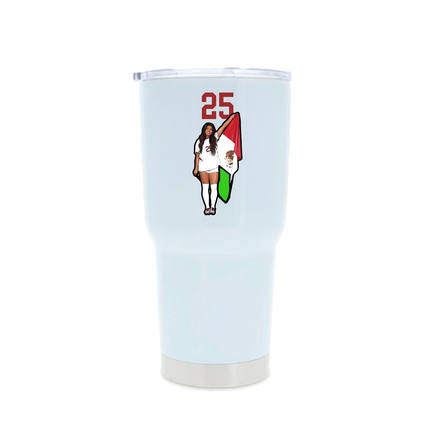 30oz Stainless Steel Tumbler — Number Top in White