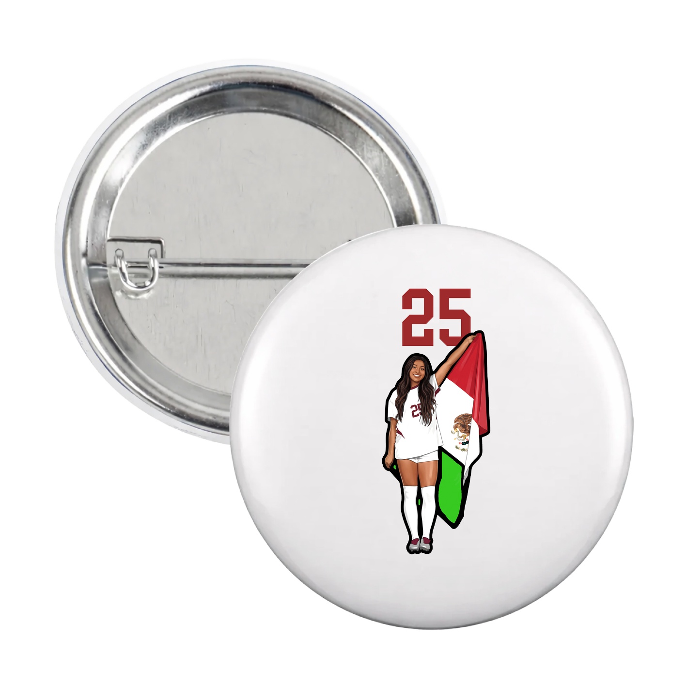 Game Day Button — Number Top in White