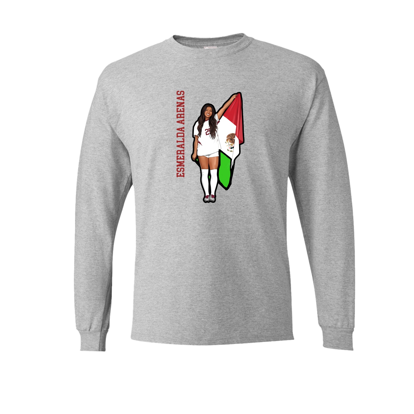 Long Sleeve Tee — Name Vertical in Grey