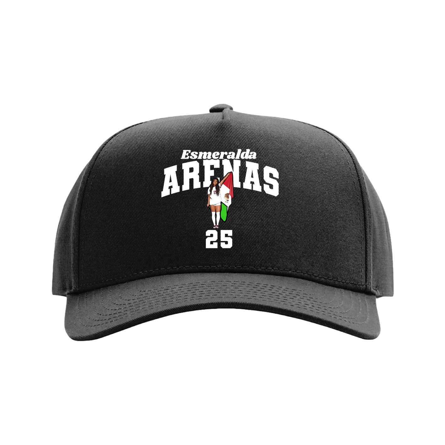 Full Fabric Five-Panel Champ Cap — Signature Arch in Black