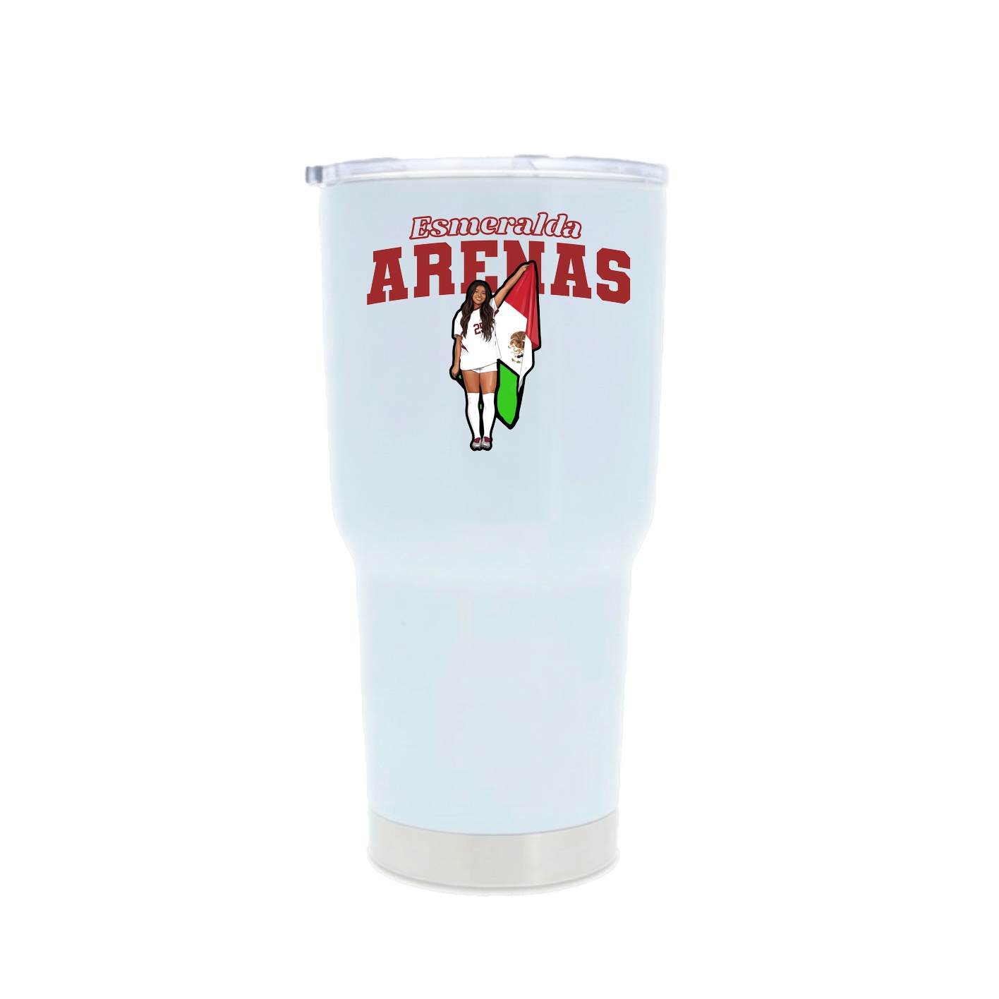 30oz Stainless Steel Tumbler — Name Arch in White