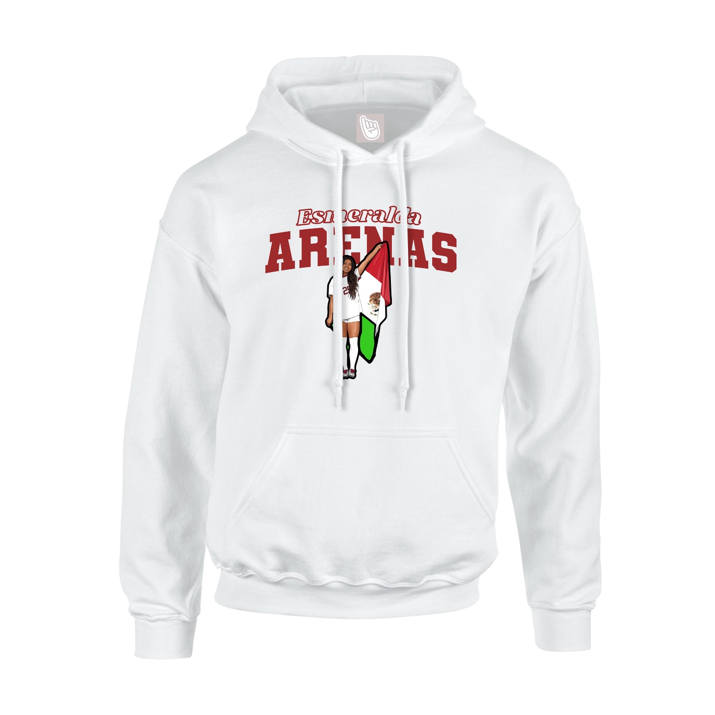 Youth Hoodie — Name Arch in White