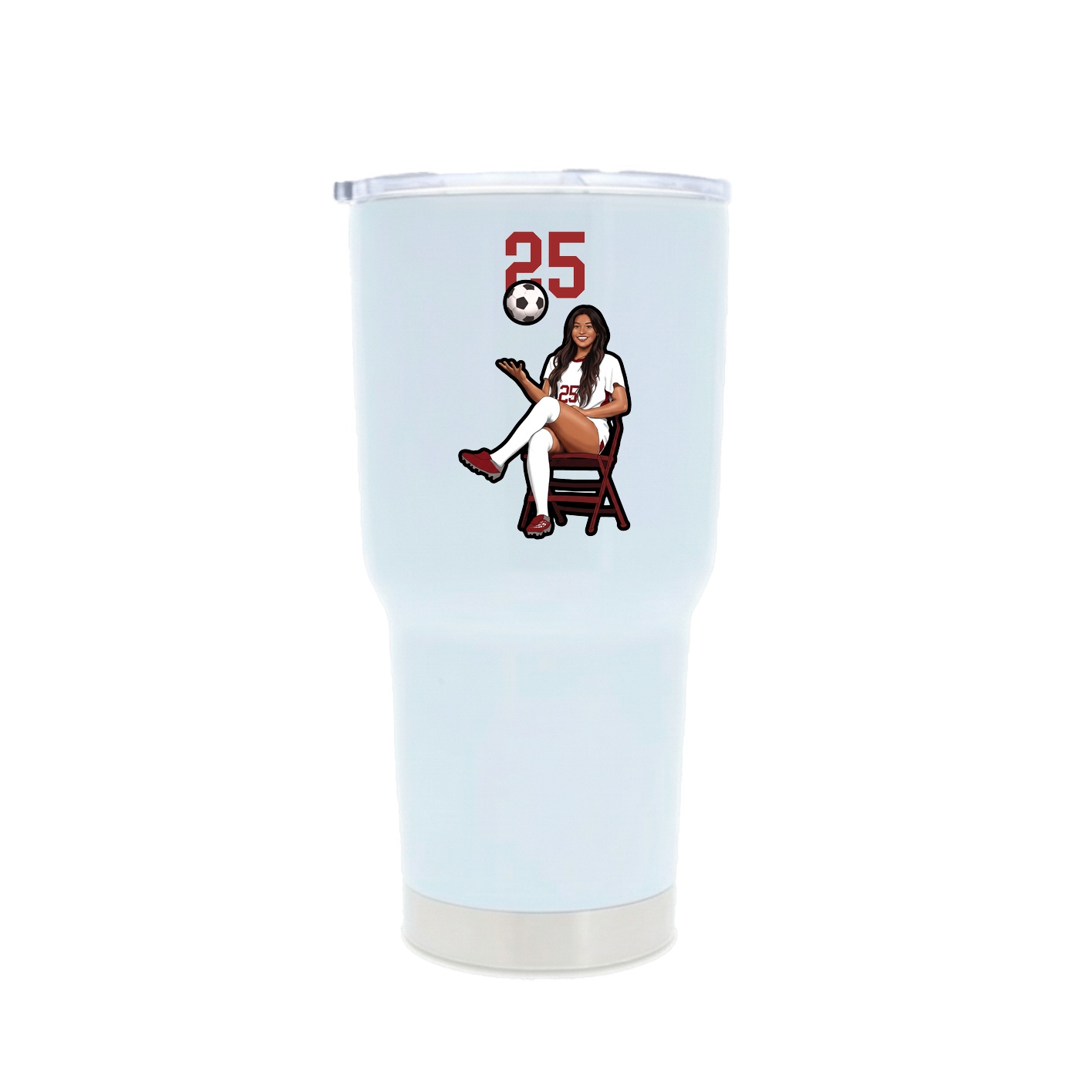 30oz Stainless Steel Tumbler — Number Top in White