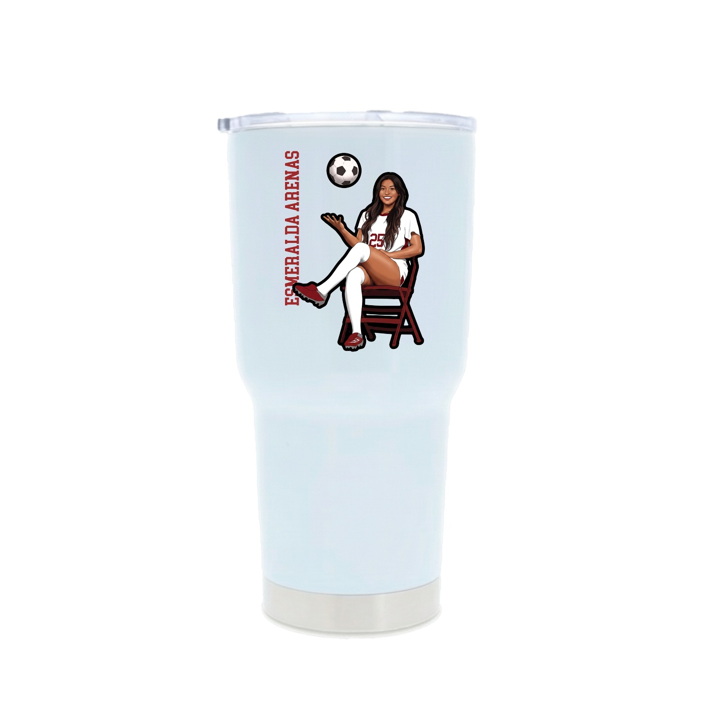 30oz Stainless Steel Tumbler — Name Vertical in White