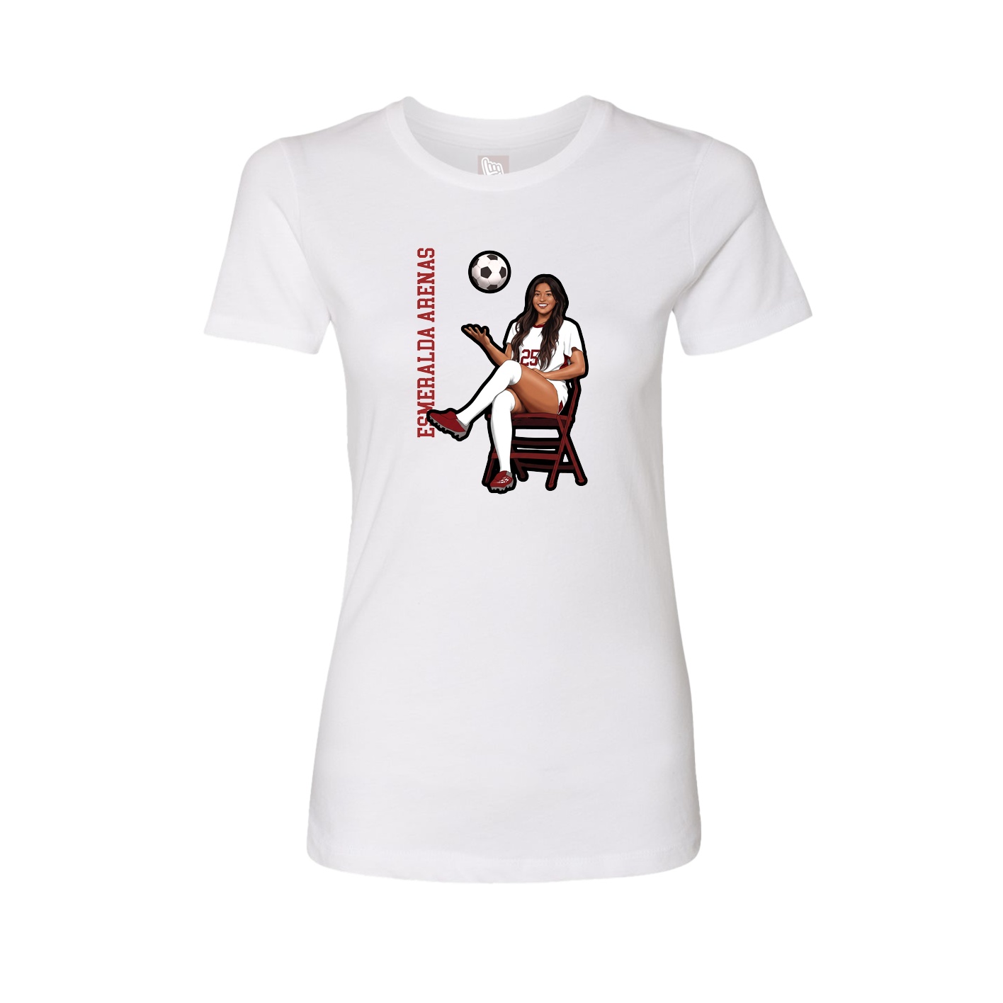 Fitted Women's Tee — Name Vertical in White