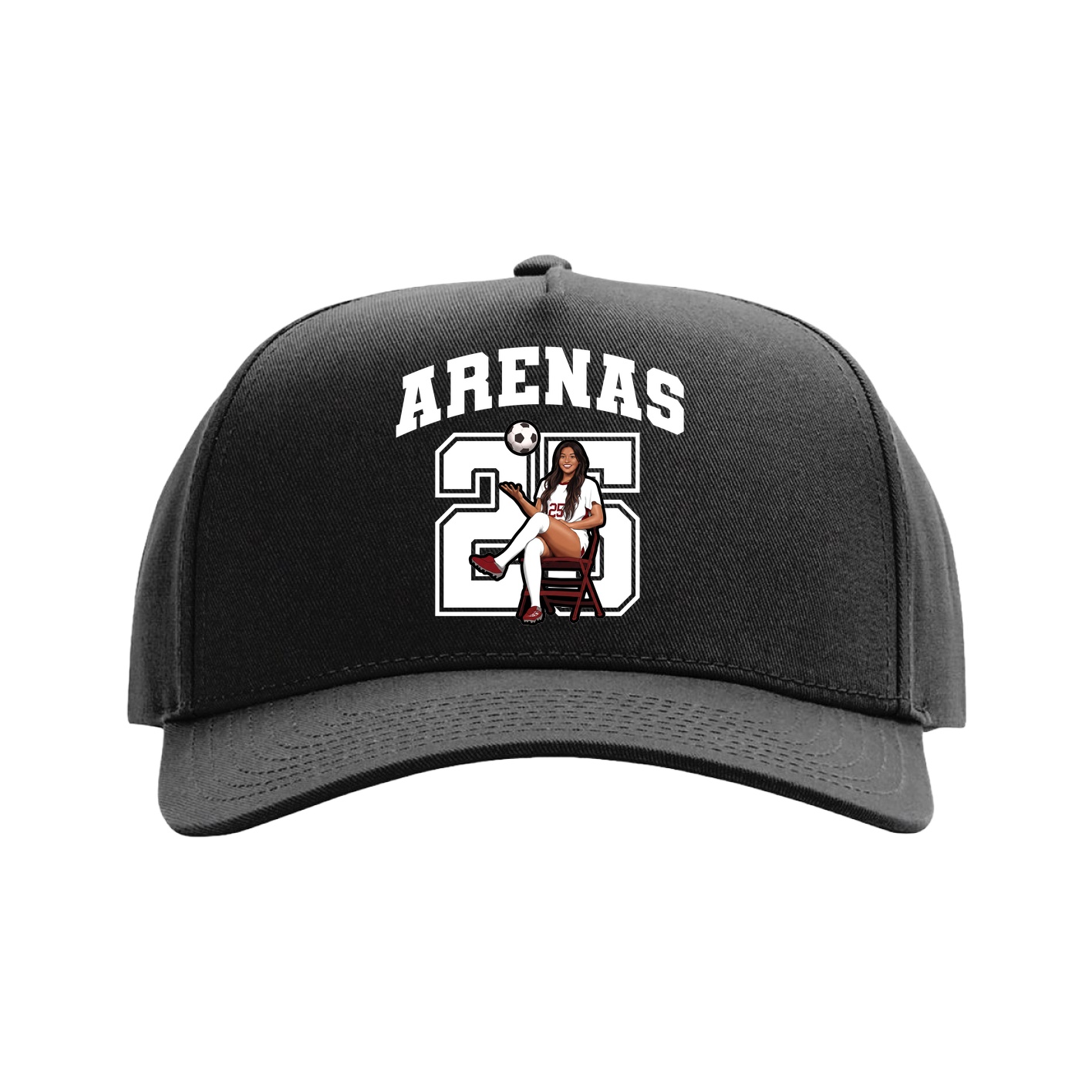 Full Fabric Five-Panel Champ Cap — Number in Black