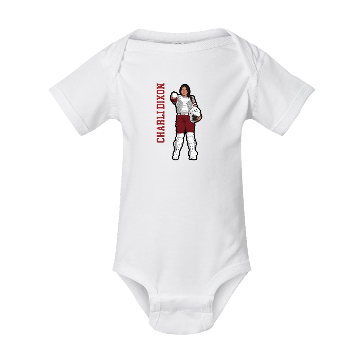 Baby Onesie — Name Vertical in White
