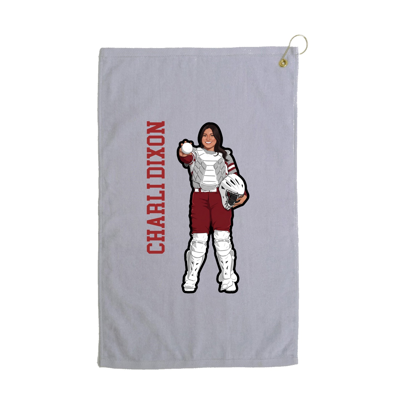Golf Towel — Name Vertical in Grey