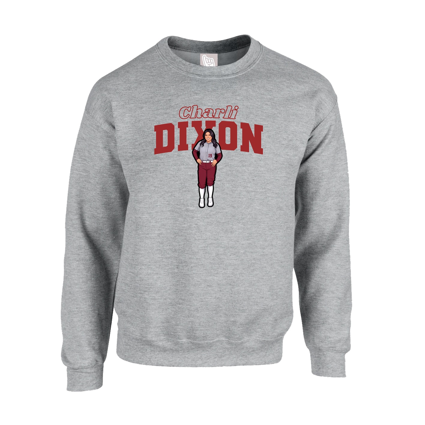 Fleece Crew — Name Arch in Grey