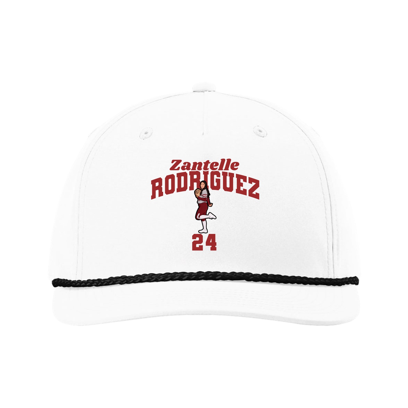 Five-Panel Classic Rope Cap — Signature Arch in White
