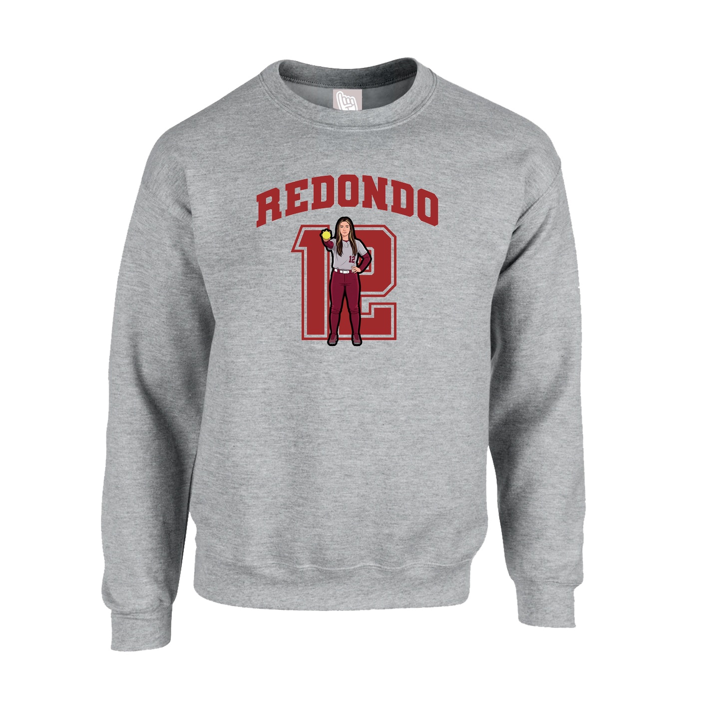 Fleece Crew — Number in Grey
