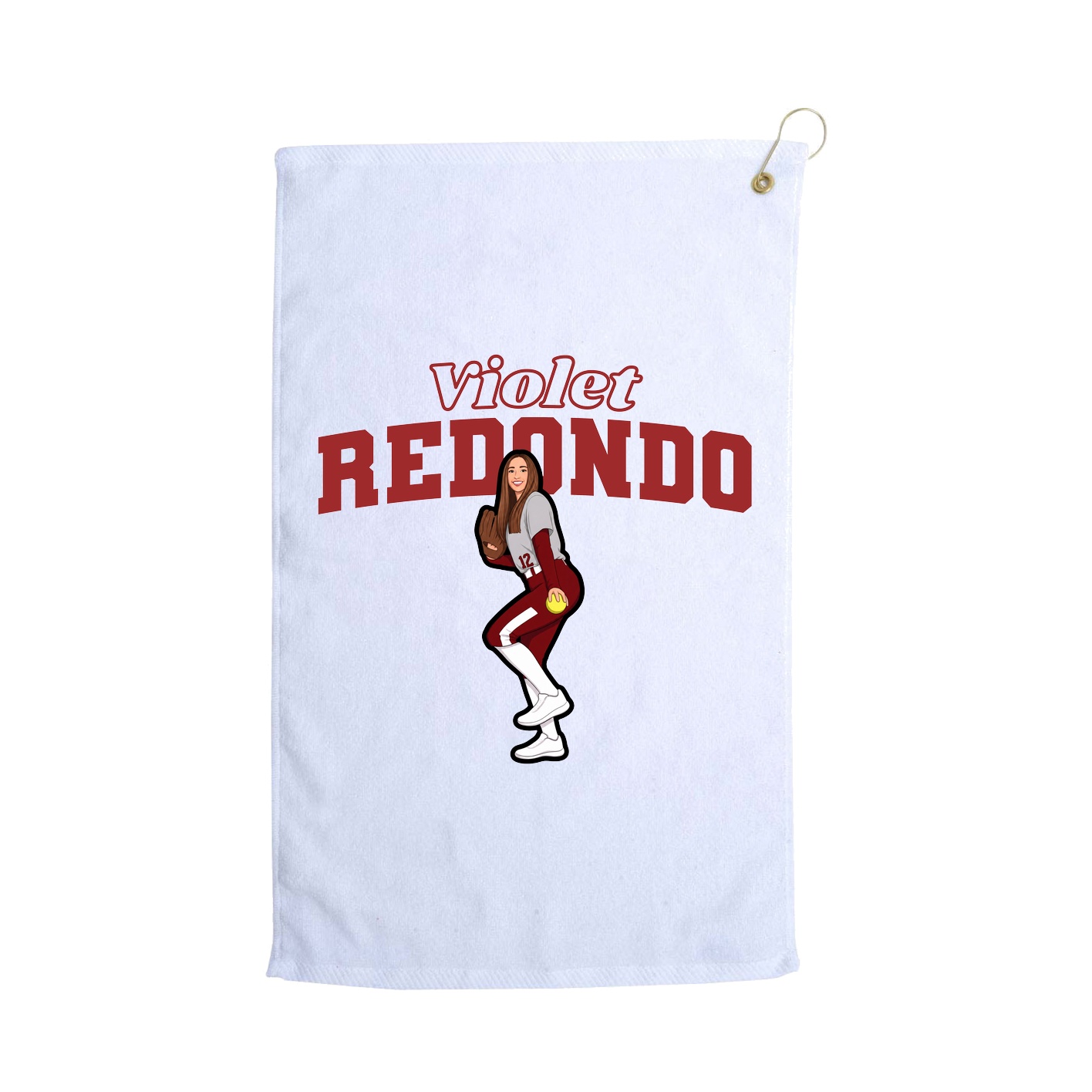 Golf Towel — Name Arch in White