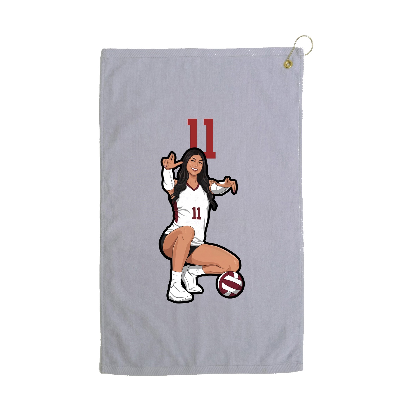 Golf Towel — Number Top in Grey