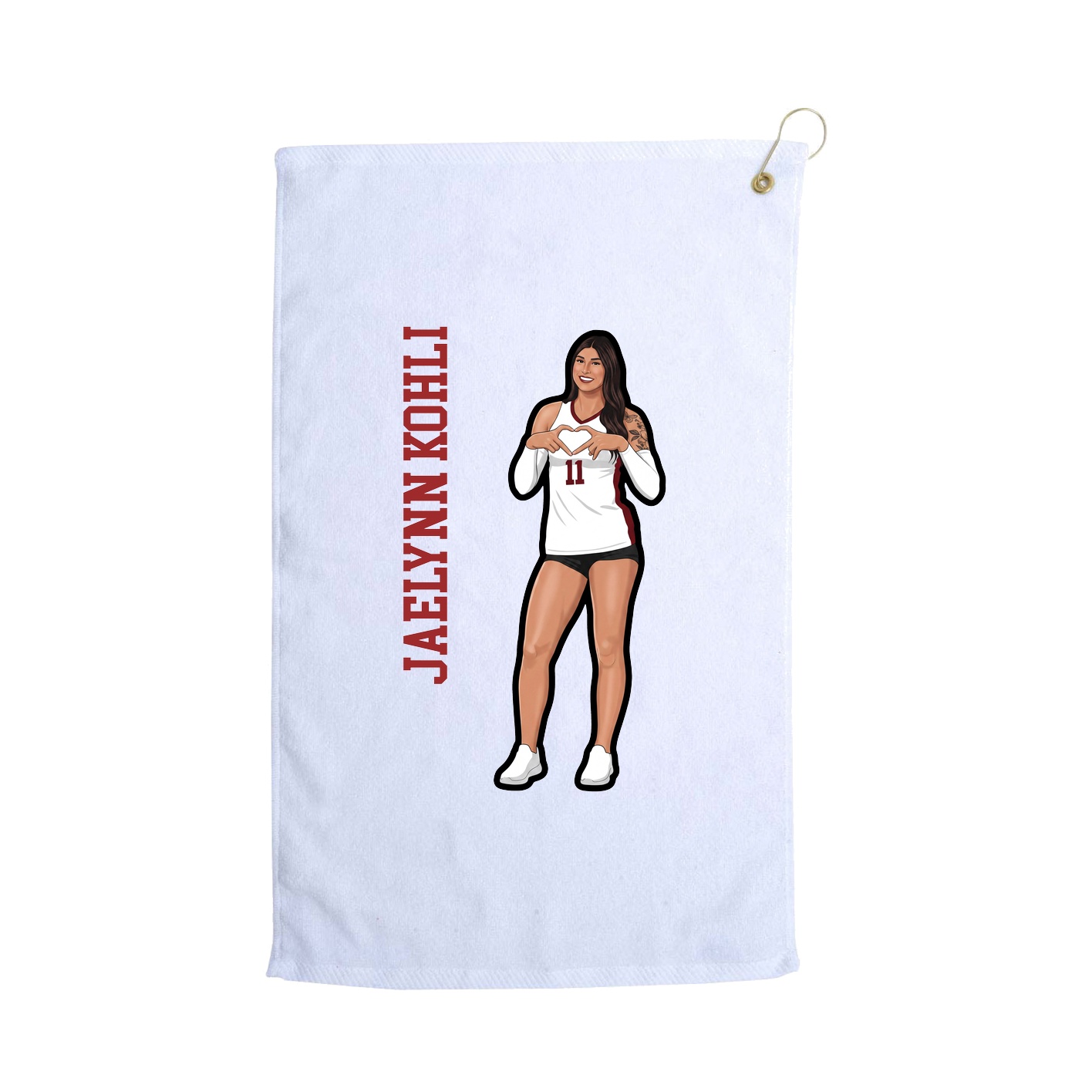 Golf Towel — Name Vertical in White