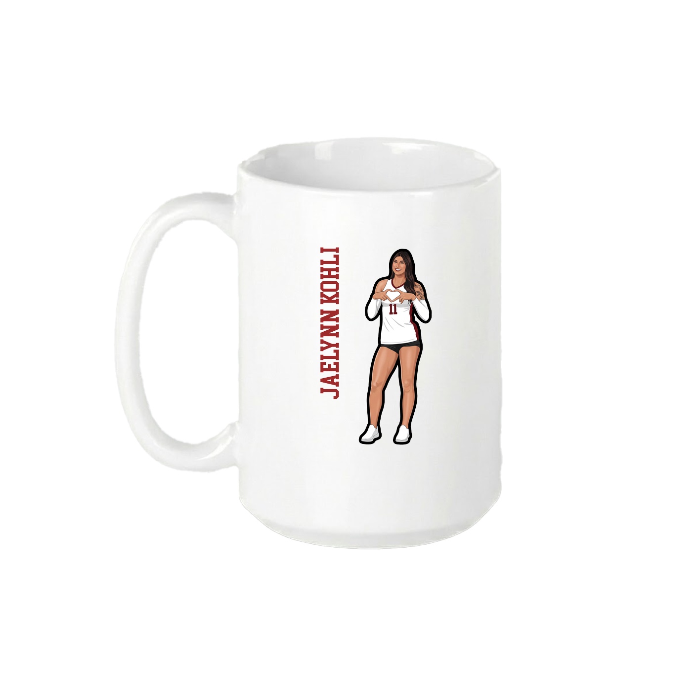 15oz Coffee Mug — Name Vertical in White