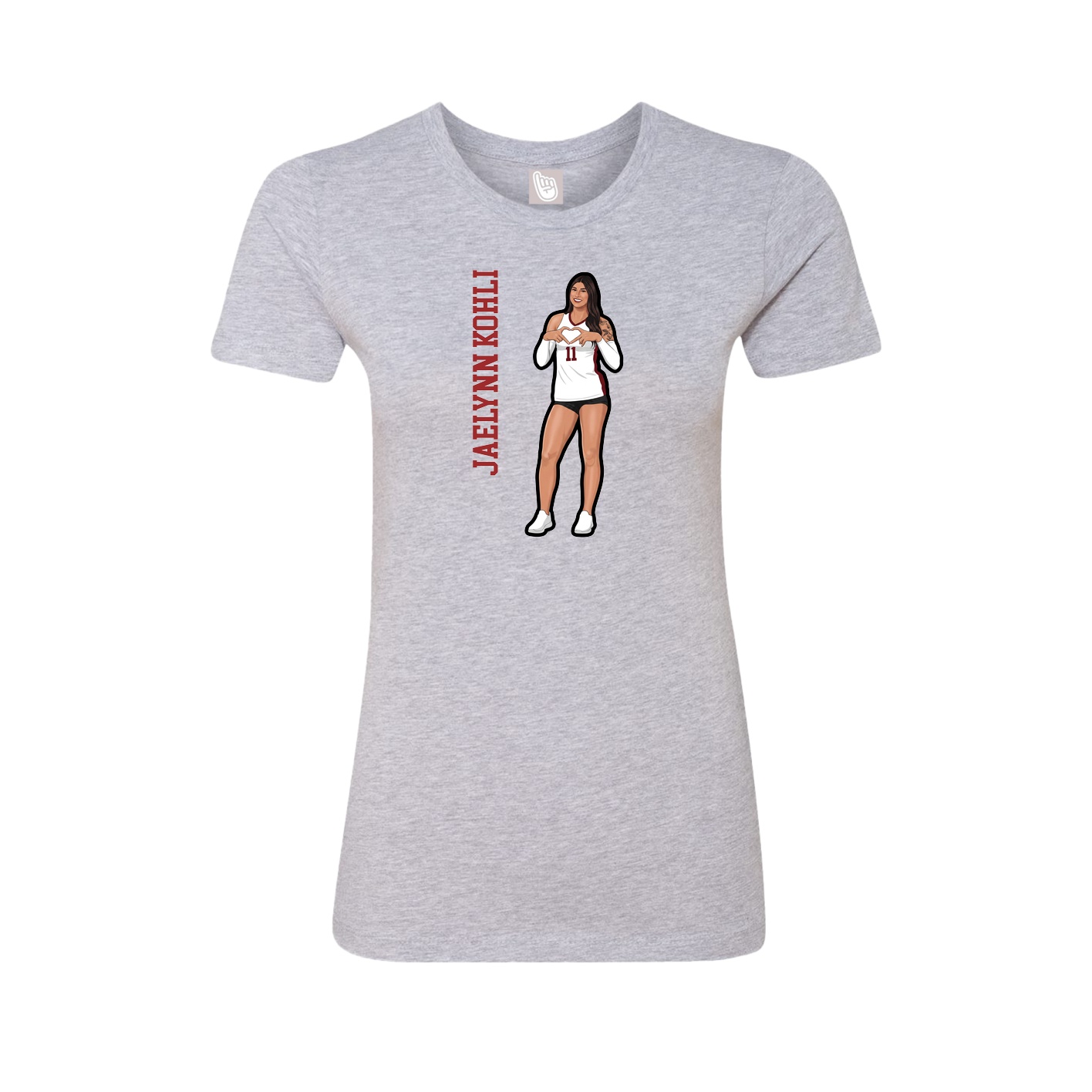 Fitted Women's Tee — Name Vertical in Grey