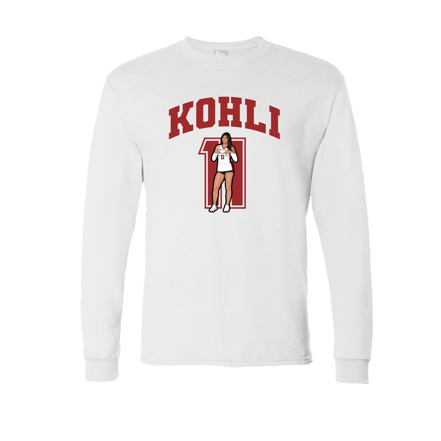 Long Sleeve Tee — Number in White