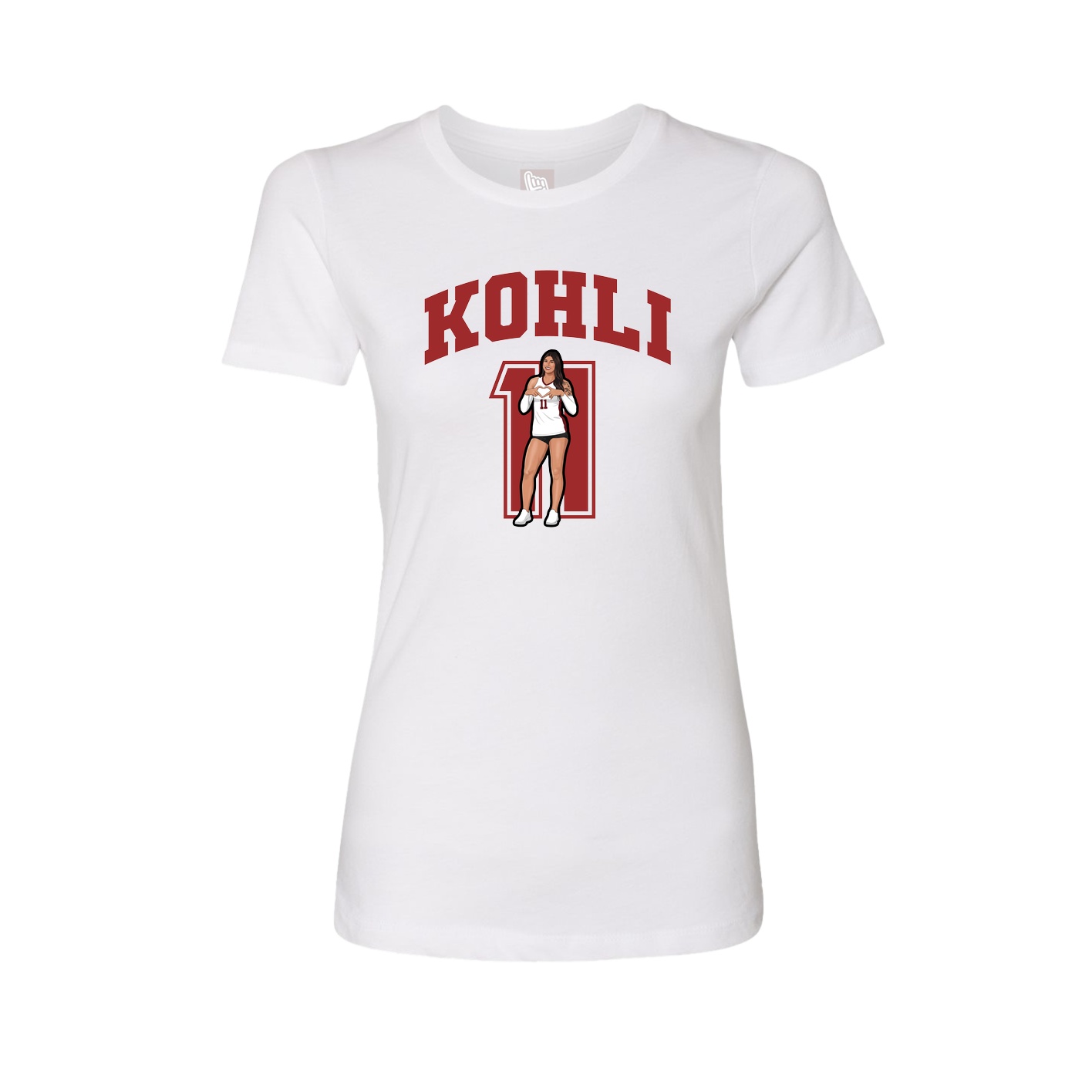 Fitted Women's Tee — Number in White