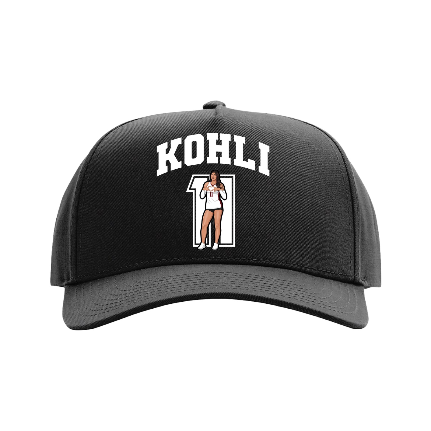 Full Fabric Five-Panel Champ Cap — Number in Black