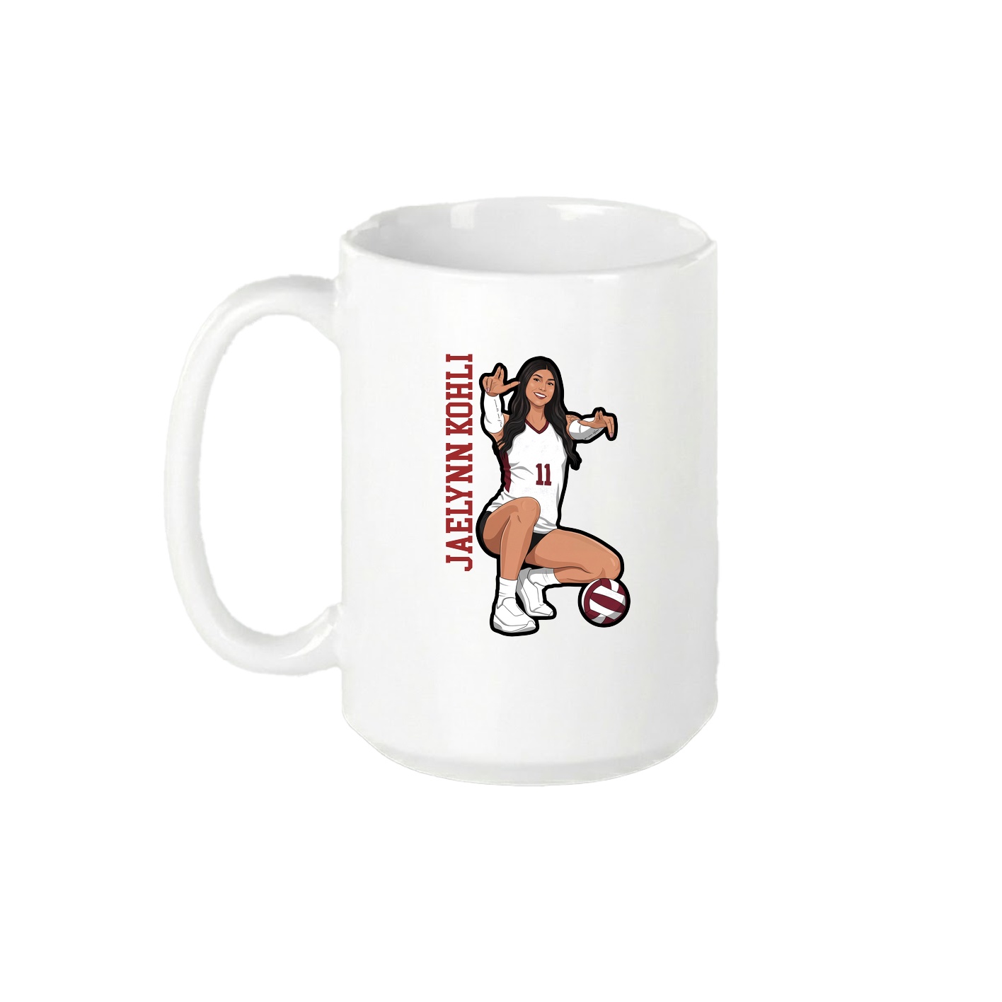 15oz Coffee Mug — Name Vertical in White