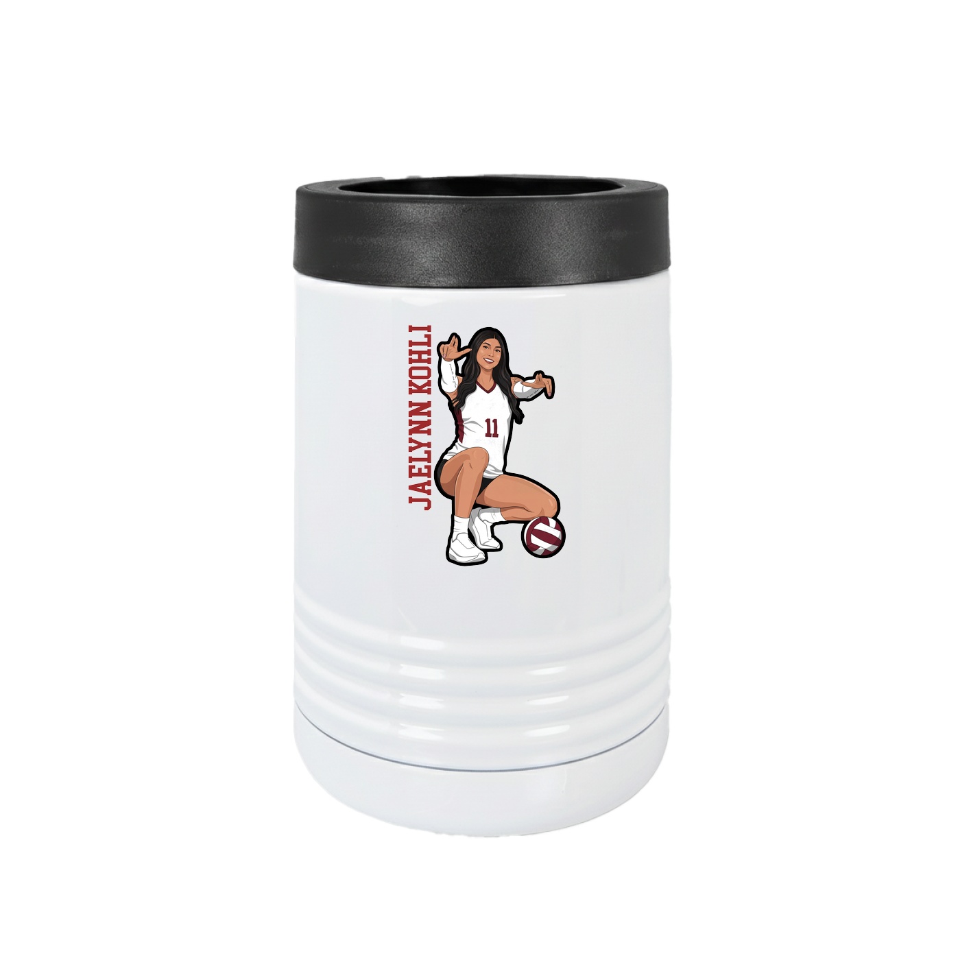 Beverage Holder — Name Vertical in White