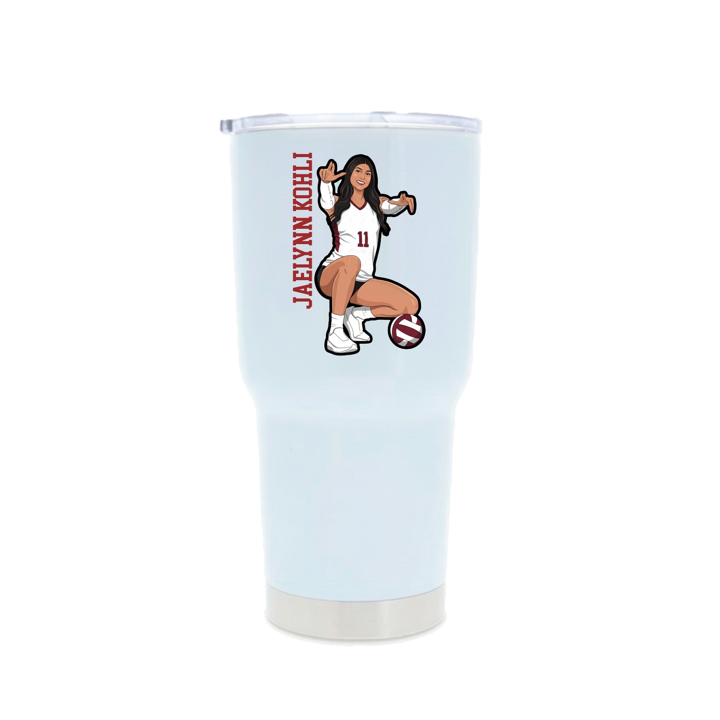 30oz Stainless Steel Tumbler — Name Vertical in White