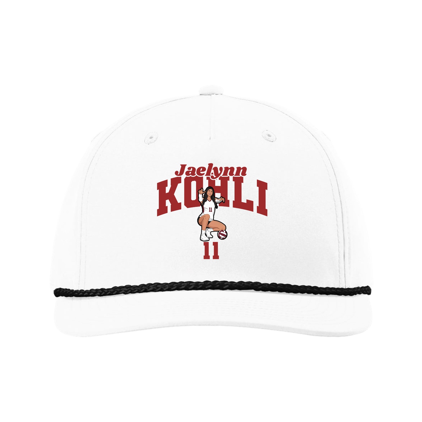 Five-Panel Classic Rope Cap — Signature Arch in White